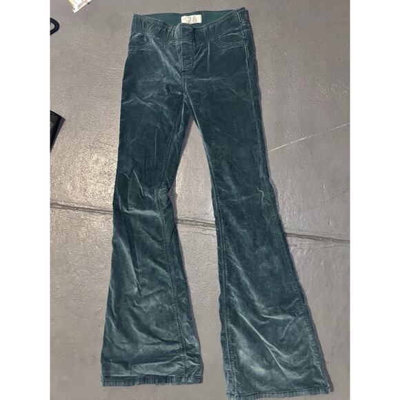 We The Free Jayden Pants Size 26 Green High Rise Flare Corduroy Hippie 70s Retro - Picture 2 of 8